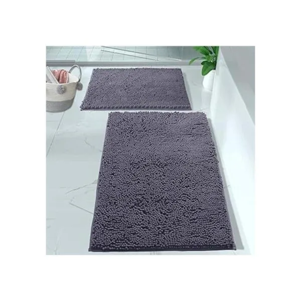 LuxUrux Juego de alfombras de baño de color gris_2