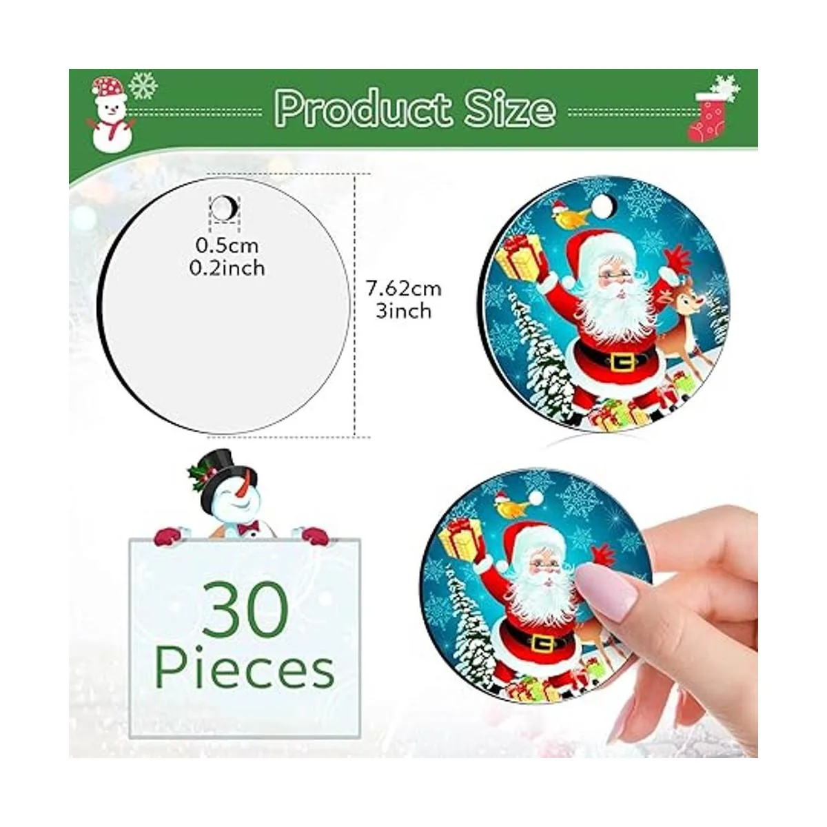 Adornos de sublimación de 3 pulgadas 30 piezas redondas_3