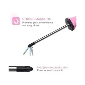 FASTPRO Juego de 8 destornilladores magnéticos rosados con_4