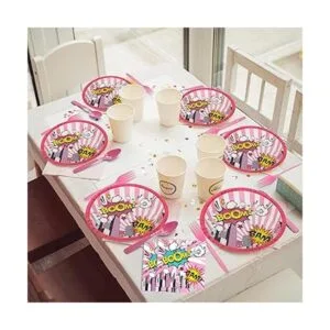 Juego de vajilla de 96 piezas con temática de Super Girl_6