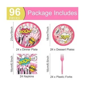 Juego de vajilla de 96 piezas con temática de Super Girl_2