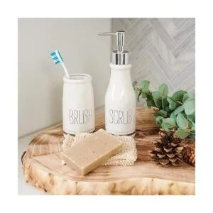 Mud Pie Bistro Dispensador de jabón y soporte para_6