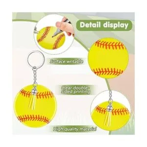 20 llaveros de acrílico de béisbol de sóftbol en blanco_3