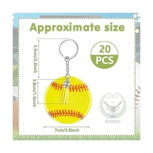 20 llaveros de acrílico de béisbol de sóftbol en blanco_2