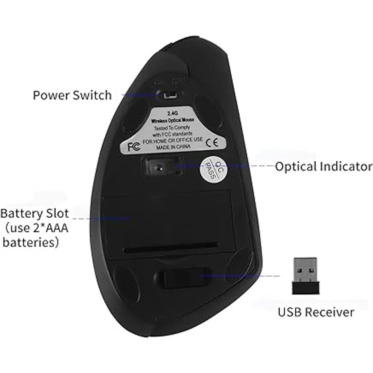 OIUSHYO Mouse vertical inalámbrico mouse ergonómico de_6