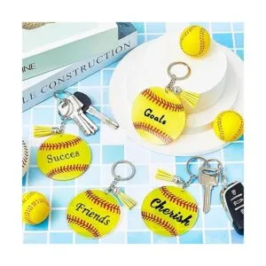 20 llaveros de acrílico de béisbol de sóftbol en blanco_5