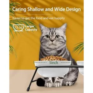 Cat Food Bowls Set Upgraded 13 oz Ceramic Raised Cat_3