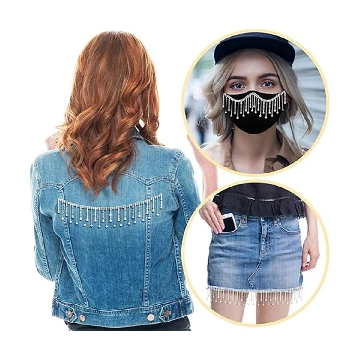 Cadena de borla de cinta de diamantes de imitación de 2_3