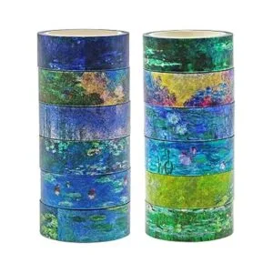 Juego de 12 rollos de cinta Washi con diseños florales_1