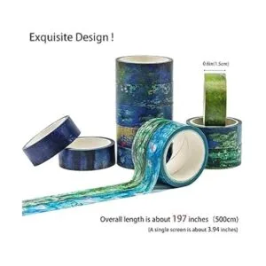 Juego de 12 rollos de cinta Washi con diseños florales_3