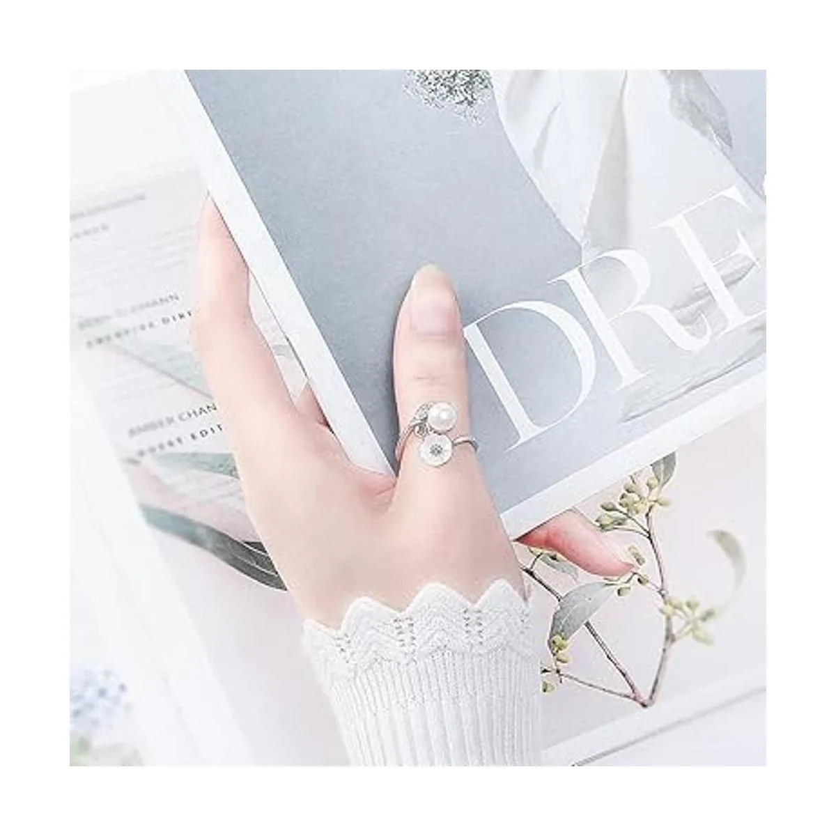 LGSY Anillo de plata de ley 925 con diseño de margaritas_5