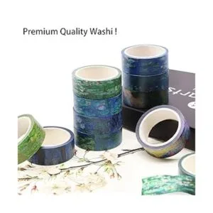 Juego de 12 rollos de cinta Washi con diseños florales_5