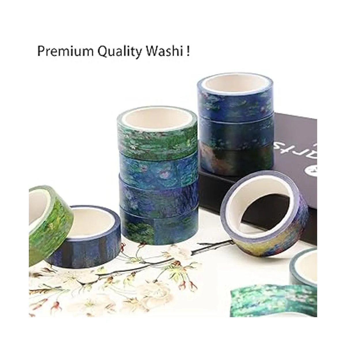 Juego de 12 rollos de cinta Washi con diseños florales_5