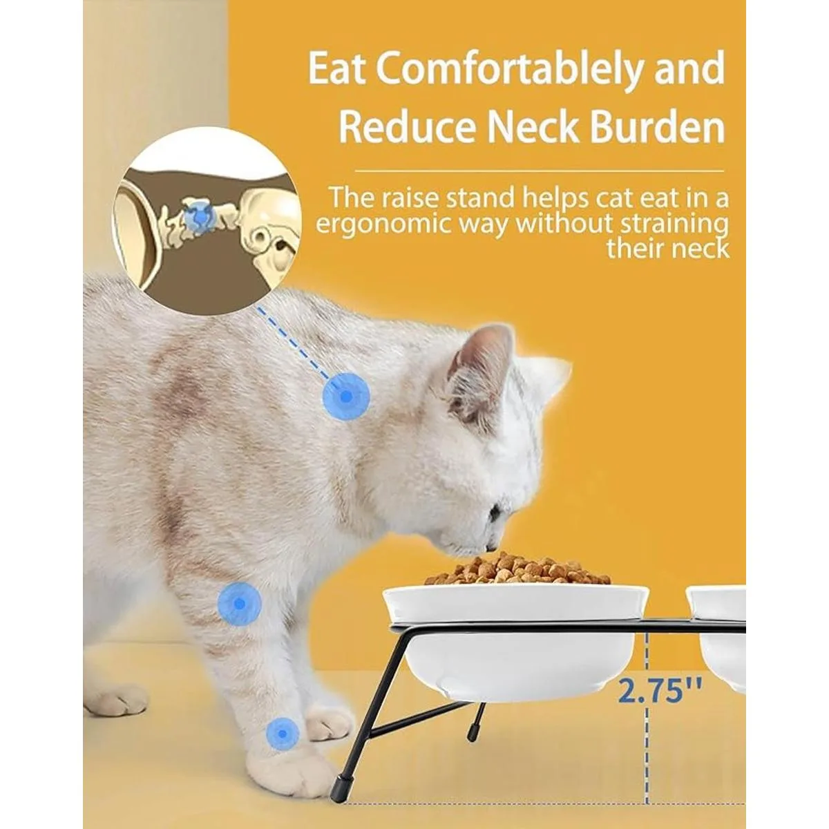 Cat Food Bowls Set Upgraded 13 oz Ceramic Raised Cat_2