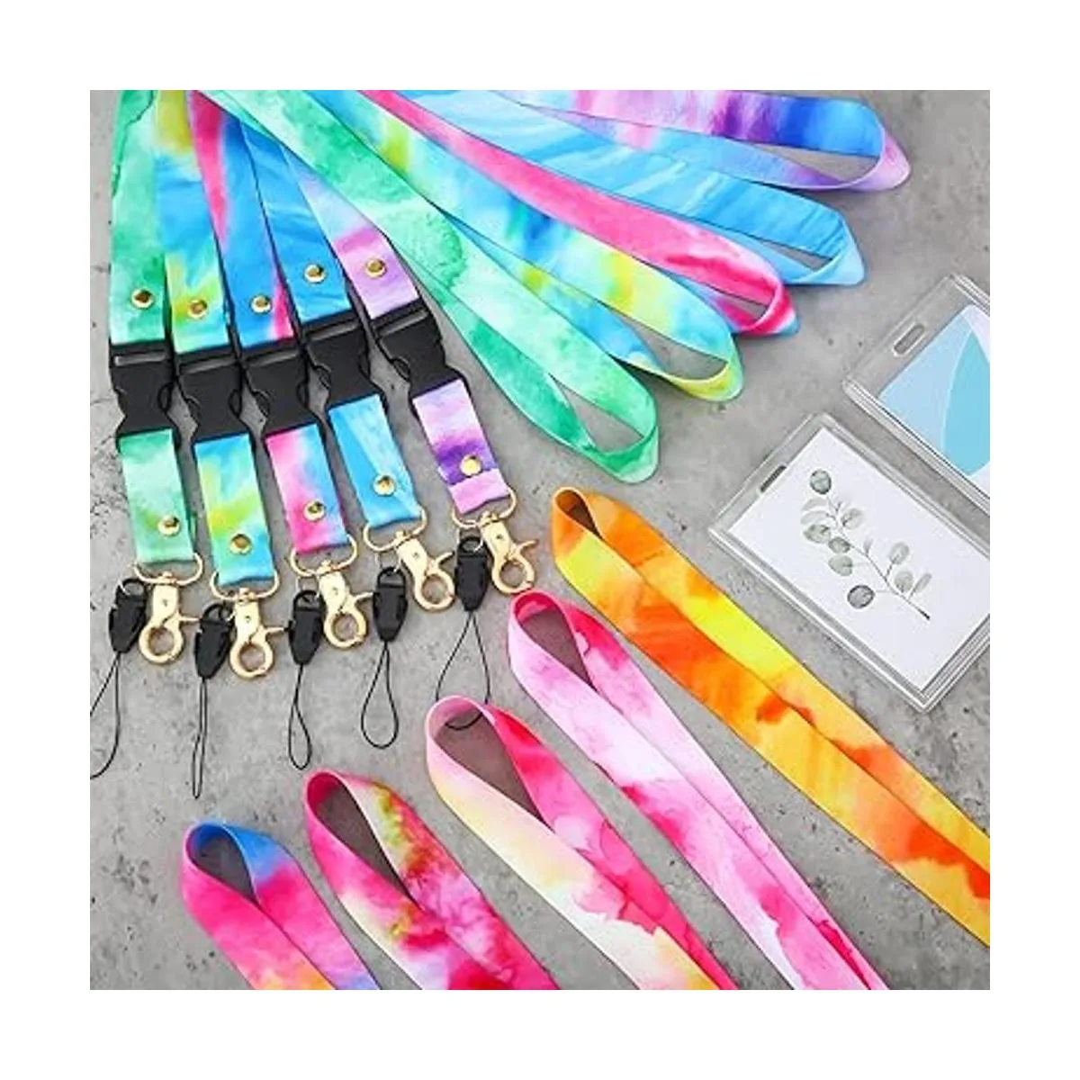 10 piezas Tie Dye cuello cordón para llavero identificador_5