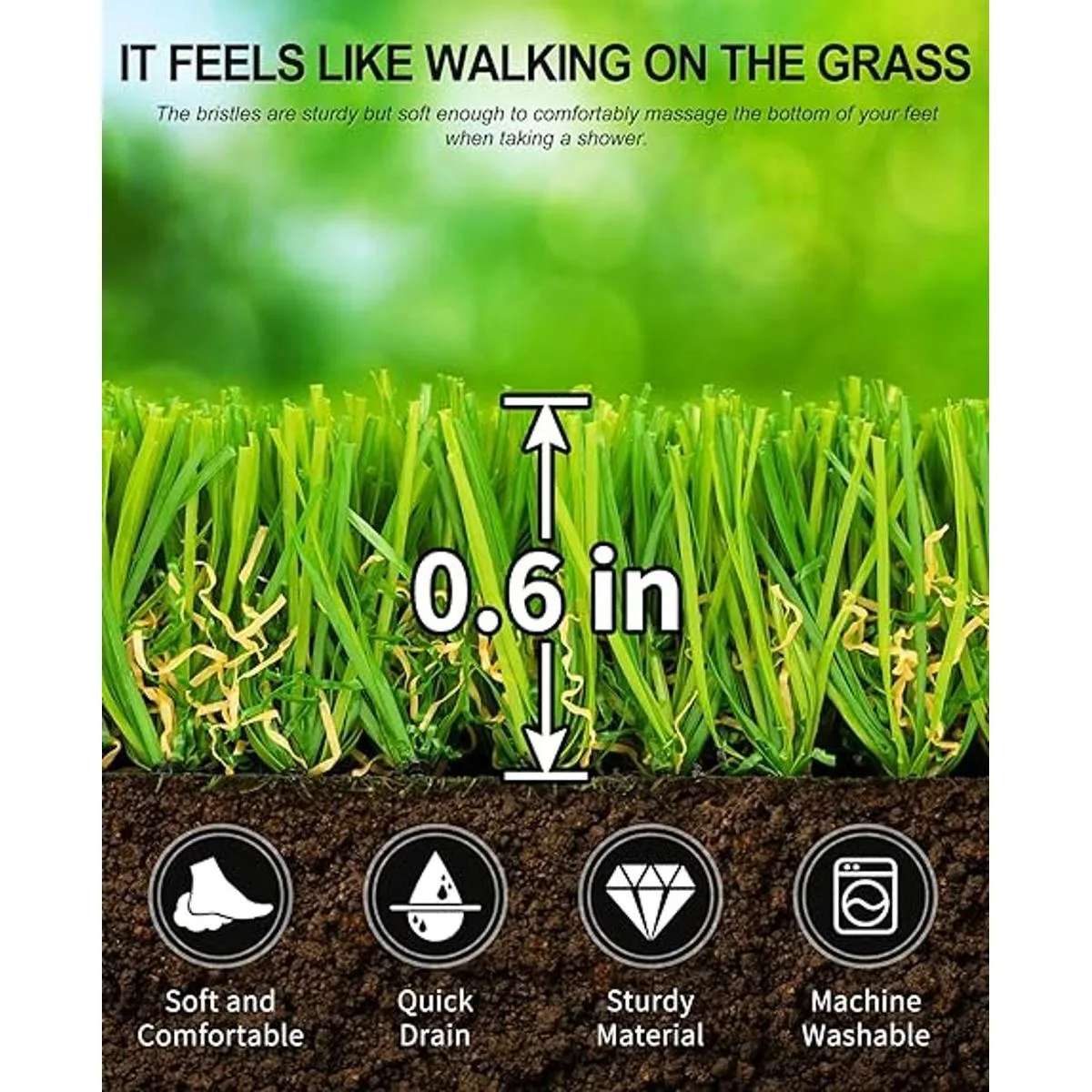 OTHWAY Tapete antideslizante para bañera con hierba 25.6_7