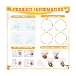 Juego de 4 juegos de bordado con patrón e instrucciones_2