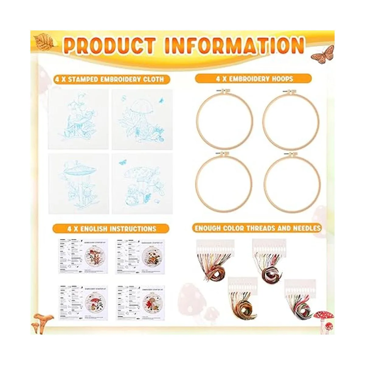 Juego de 4 juegos de bordado con patrón e instrucciones_2
