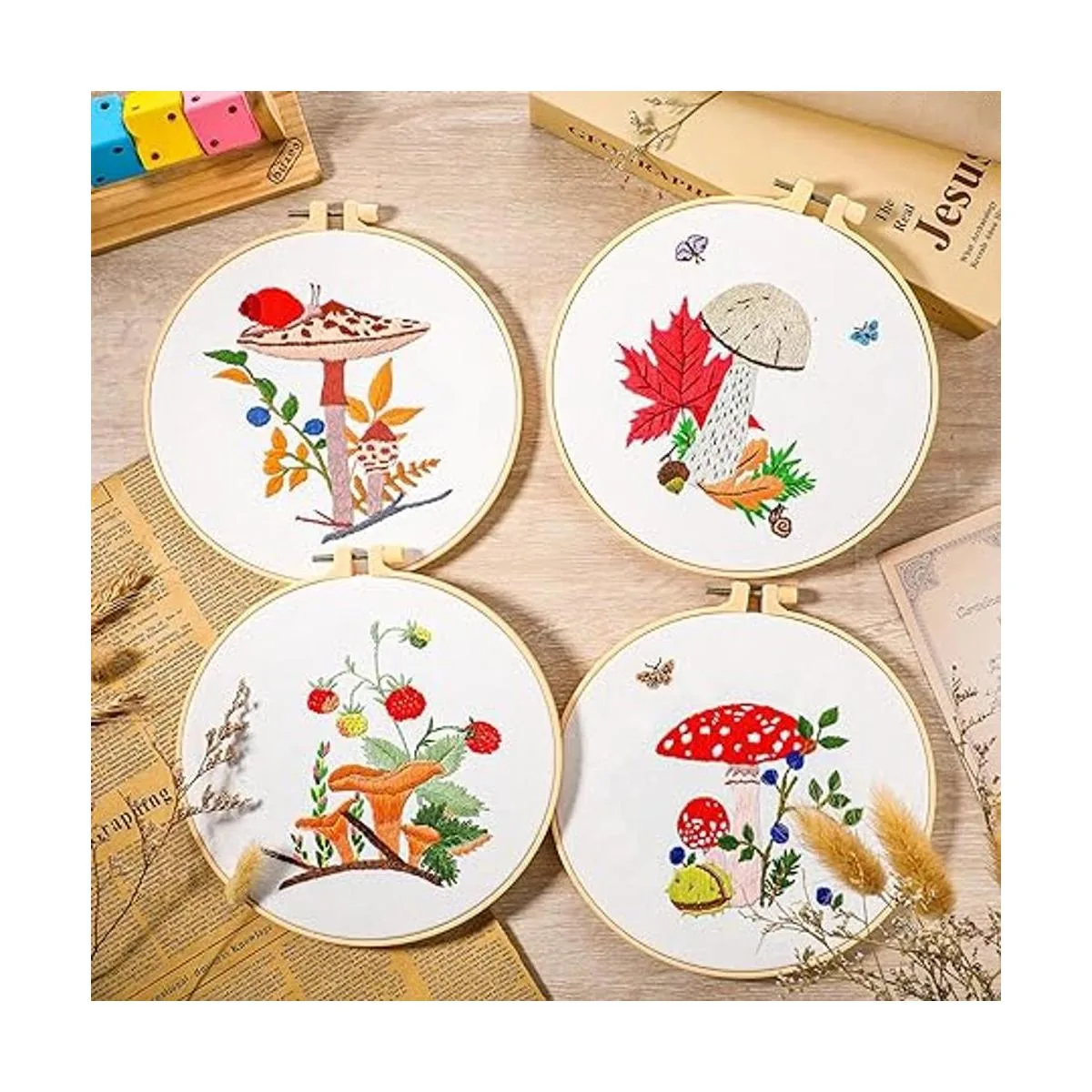 Juego de 4 juegos de bordado con patrón e instrucciones_6