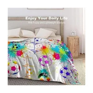 Manta de fútbol súper suave ligera acogedora con_5