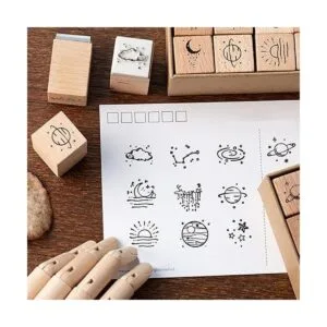 Hacaroa Juego de 32 sellos de goma de madera diseño_4