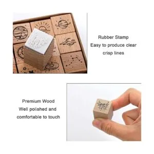 Hacaroa Juego de 32 sellos de goma de madera diseño_3