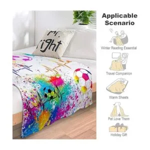 Manta de fútbol súper suave ligera acogedora con_4