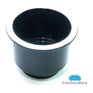 Portavasos de plástico negro con borde cromado para sofá_3