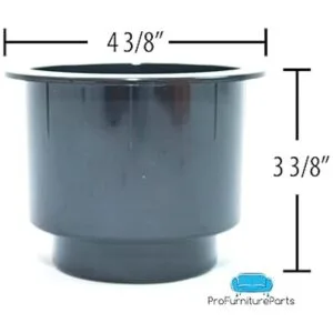 Portavasos de plástico negro con borde cromado para sofá_2