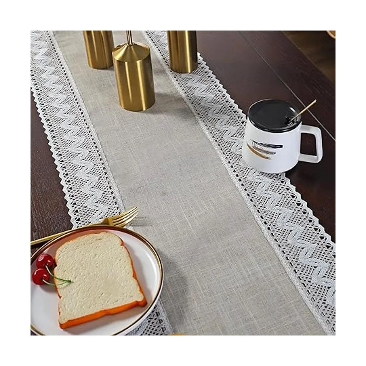 Camino de mesa de lino rústico estilo rústico de lino_5
