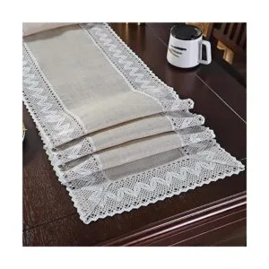Camino de mesa de lino rústico estilo rústico de lino_6