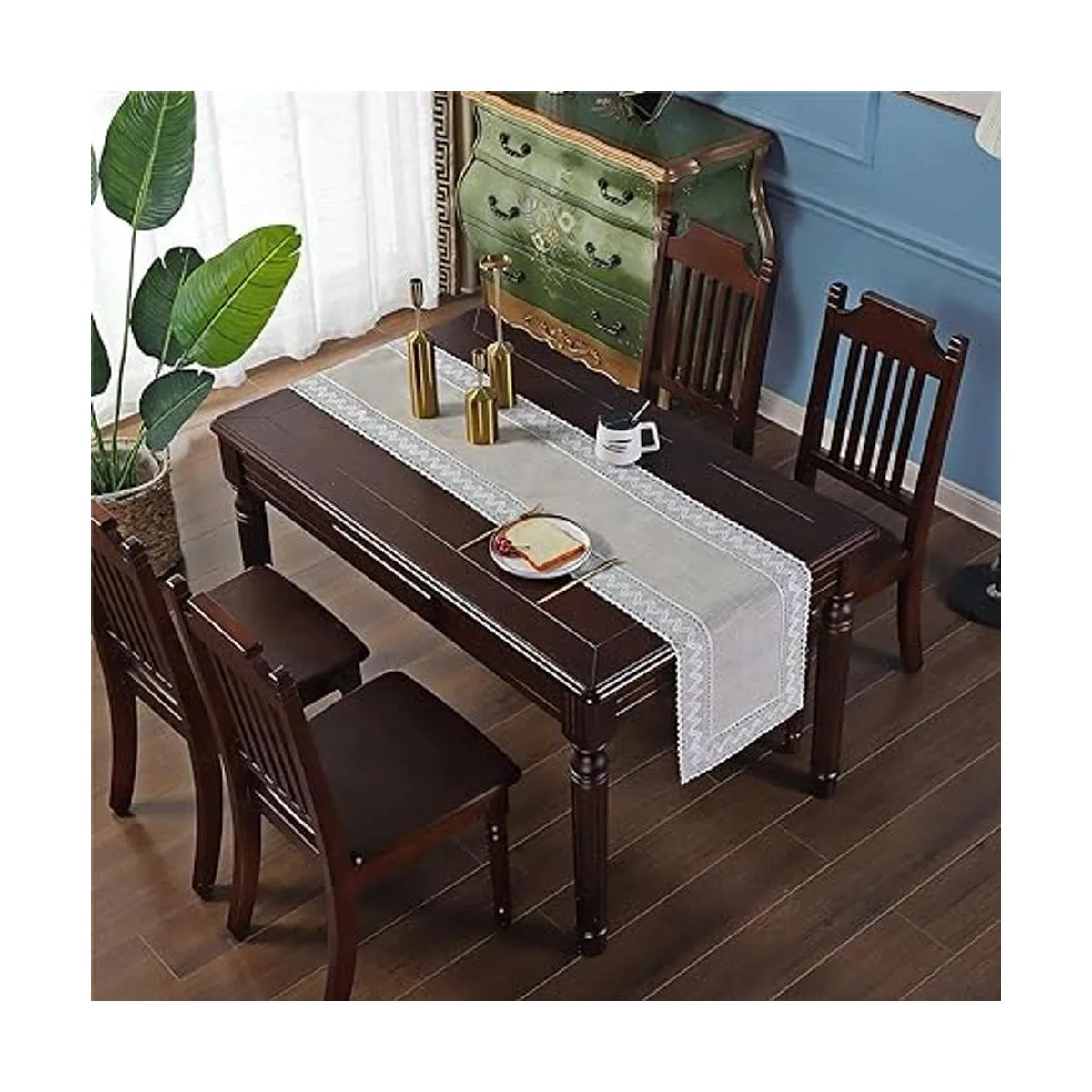 Camino de mesa de lino rústico estilo rústico de lino_3