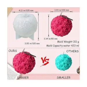Moldes grandes para velas de rosas 3D molde de silicona_2