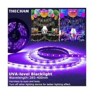 THECHAM Tira de luz negra de 40 pies con control remoto_2