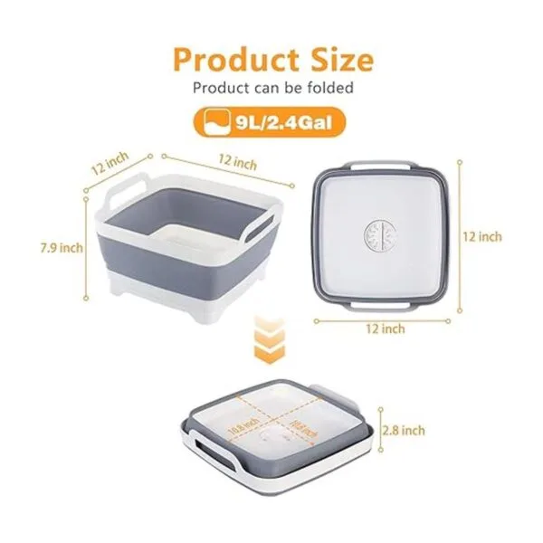 Lavabo plegable de plástico multiusos de 2.4 galones 9 L_2