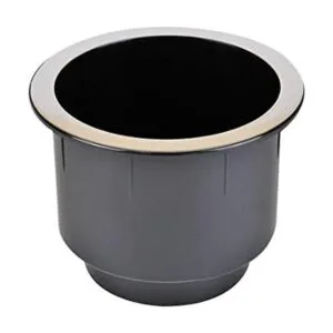 Portavasos de plástico negro con borde cromado para sofá_1