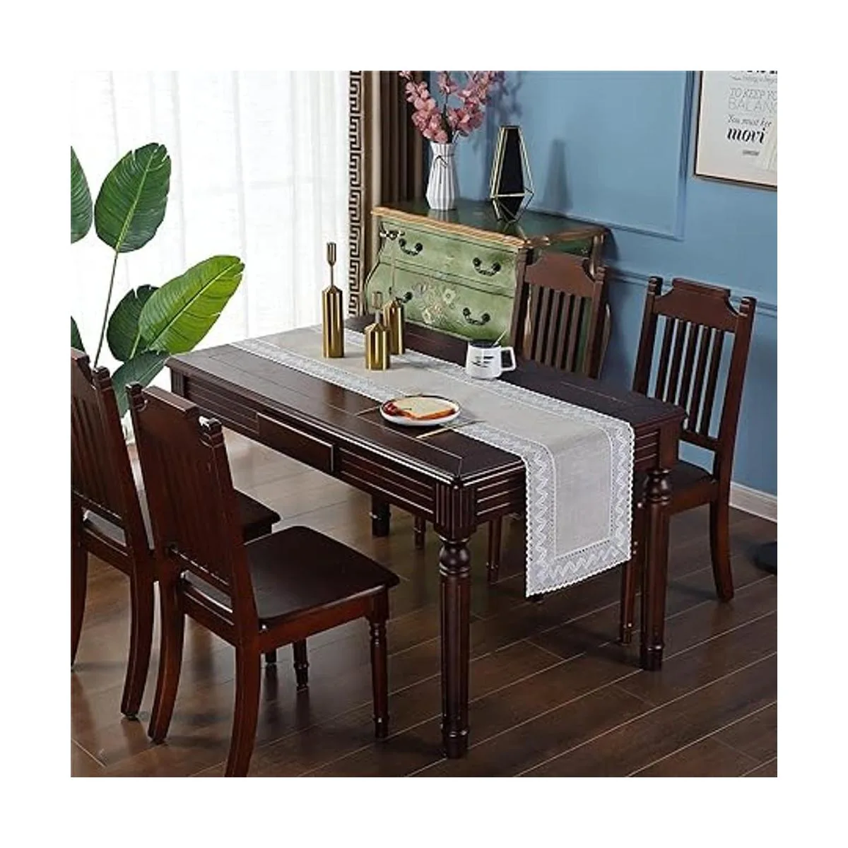 Camino de mesa de lino rústico estilo rústico de lino_2