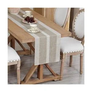 Camino de mesa de centro de mesa trenzado a rayas rústicas_1