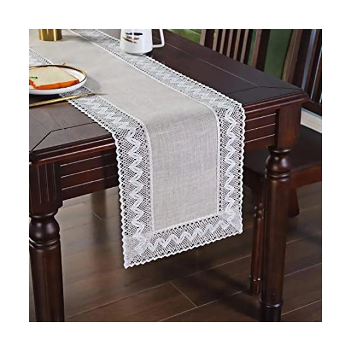 Camino de mesa de lino rústico estilo rústico de lino_1