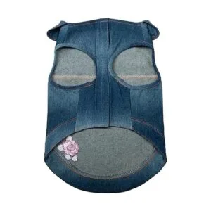 Dolly Doggy Parton Chaqueta de mezclilla azul con cuello_4