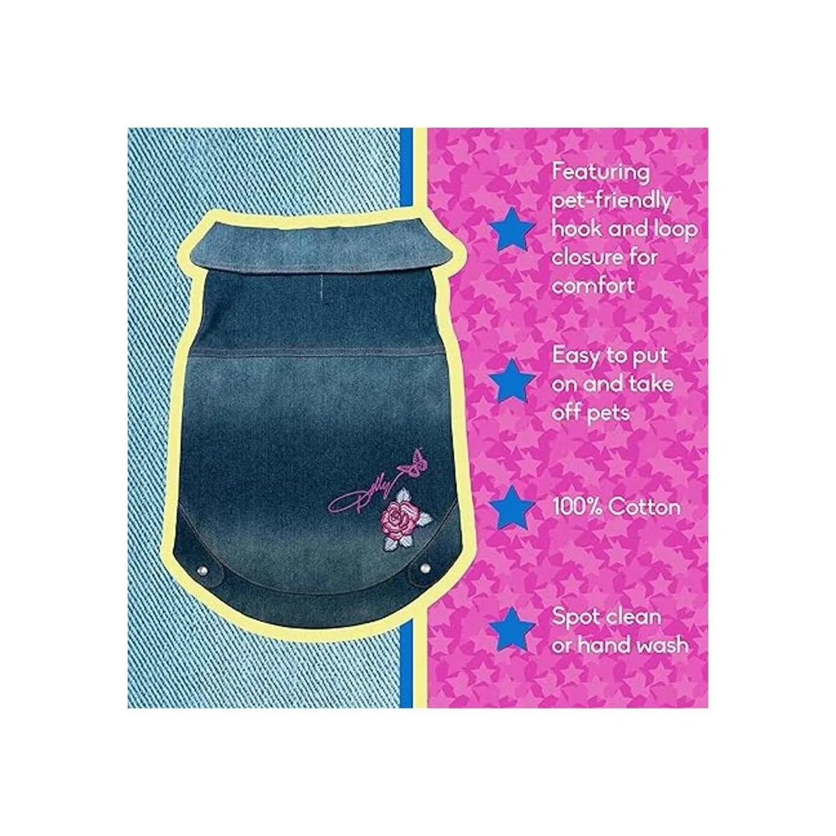Dolly Doggy Parton Chaqueta de mezclilla azul con cuello_6