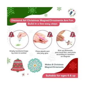 Juego de adornos de Navidad con imán y diamante para_3