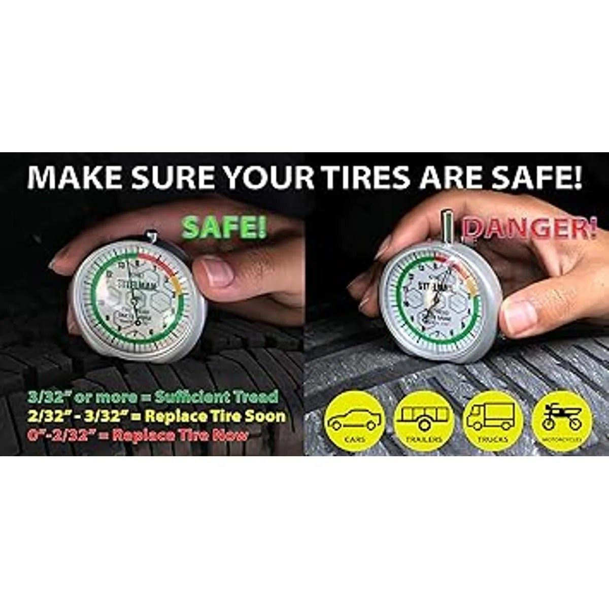 Steelman Medidor de profundidad de banda de rodadura de_7