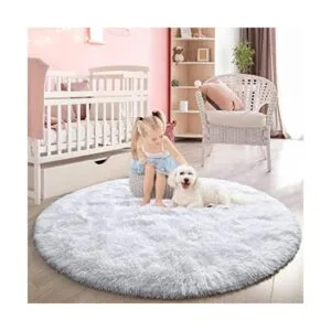 FlyDOIT Alfombra redonda blanca para dormitorio alfombras_1