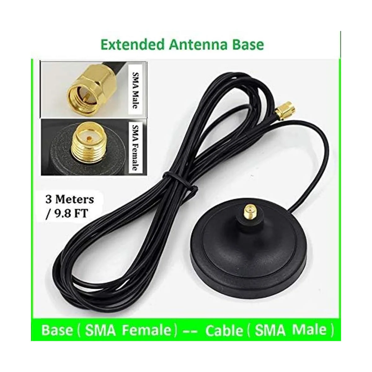 Fookoo Base de antena extendida macho a hembra de 9.8 ft_3