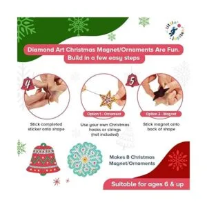 Juego de adornos de Navidad con imán y diamante para_4