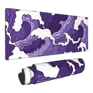 Alfombrilla de mouse grande japonesa con ondas moradas_1