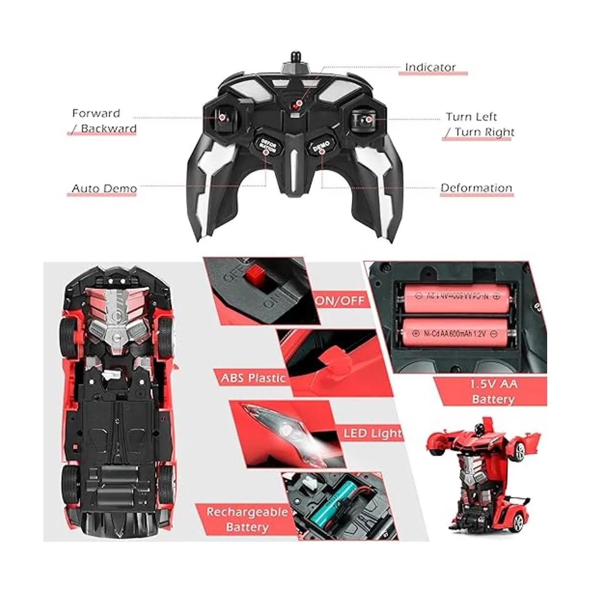 Dolanus Coche de control remoto Transform Robot RC Cars_6