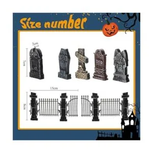 7 piezas de lápidas en miniatura de Halloween_2