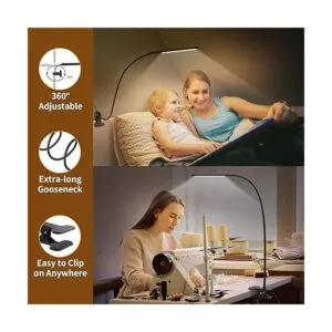 IZell Lámpara de lectura LED con clip 3 modos de color y_4